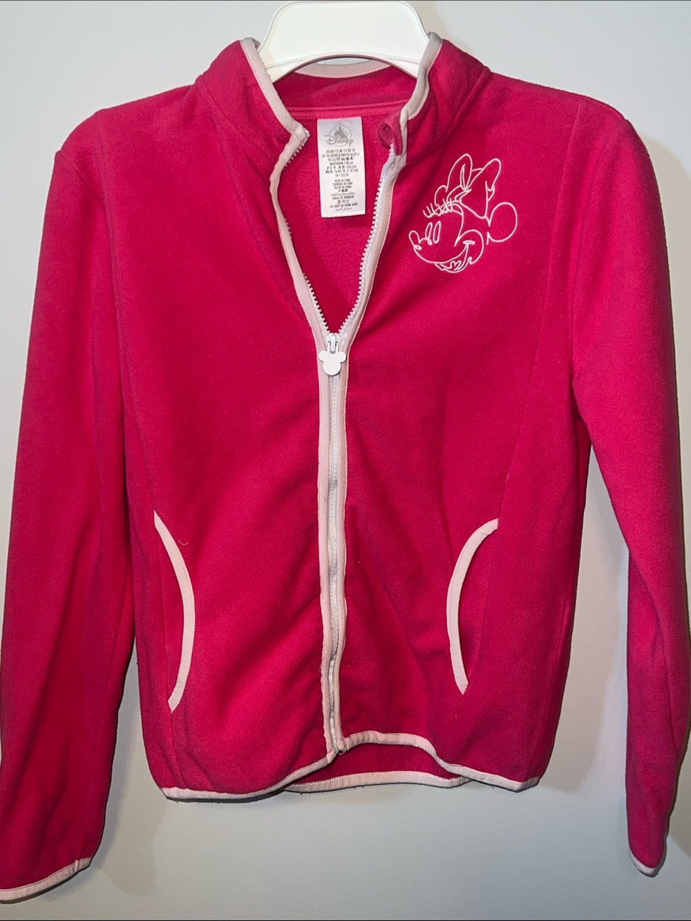 Official Disney Girls' Minnie Mouse Pink Fleece Zip-Up Jacket